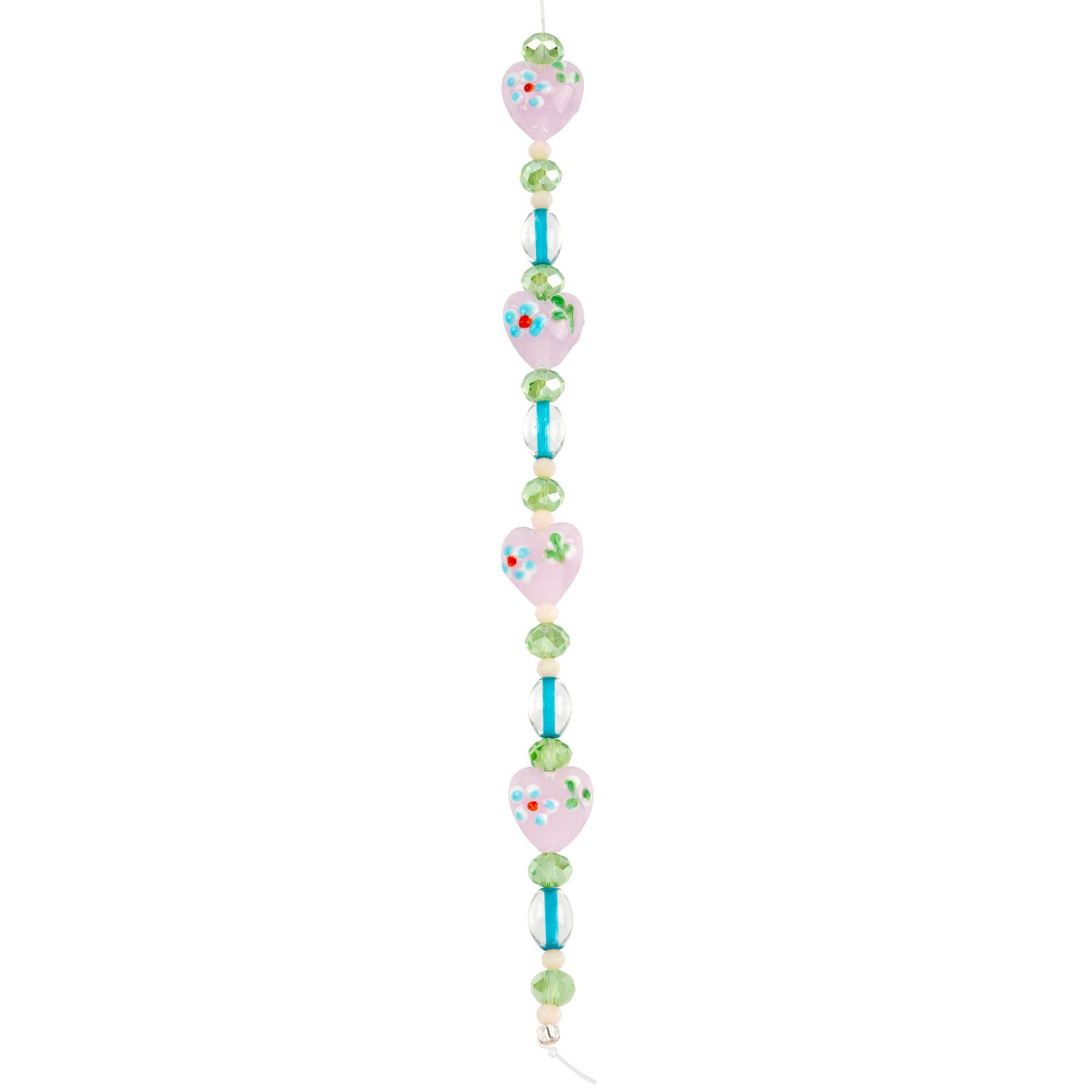 Pink Lampwork Glass Heart Bead Mix by Bead Landing™
